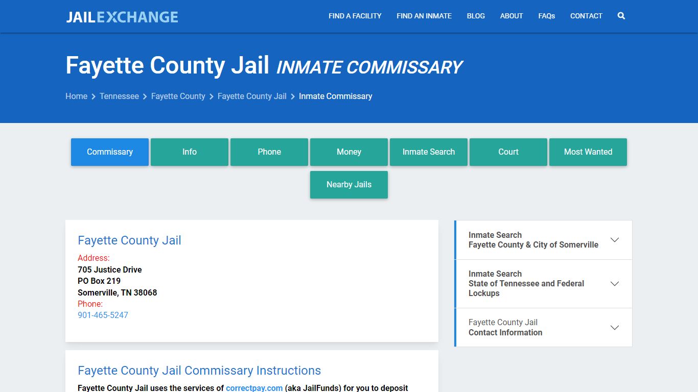 Inmate Commissary, Care Packs - Fayette County Jail, TN
