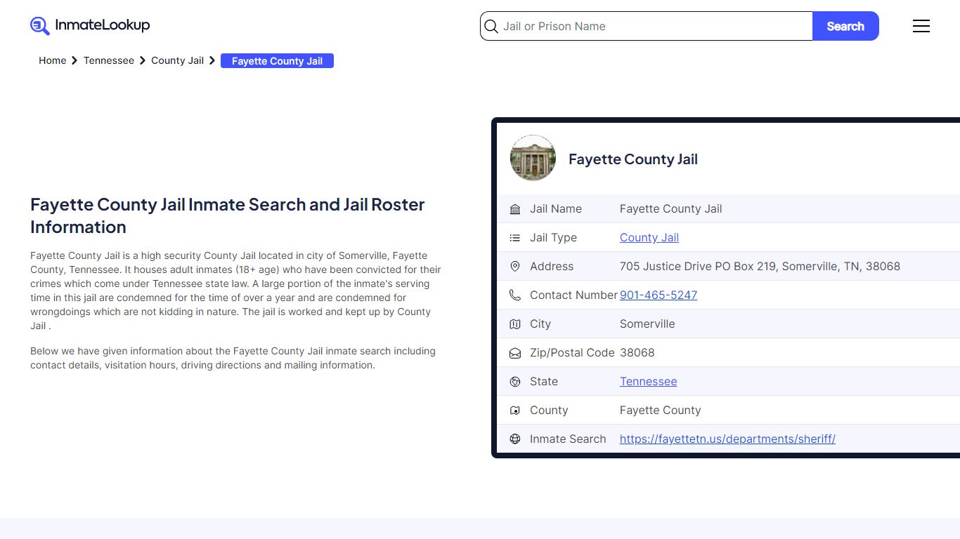 Fayette County Jail Inmate Search and Jail Roster Information